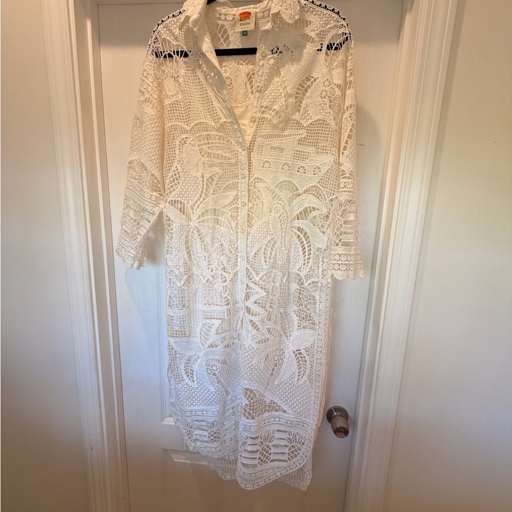 Elegant White Lace Dress/Swim Cover-Up